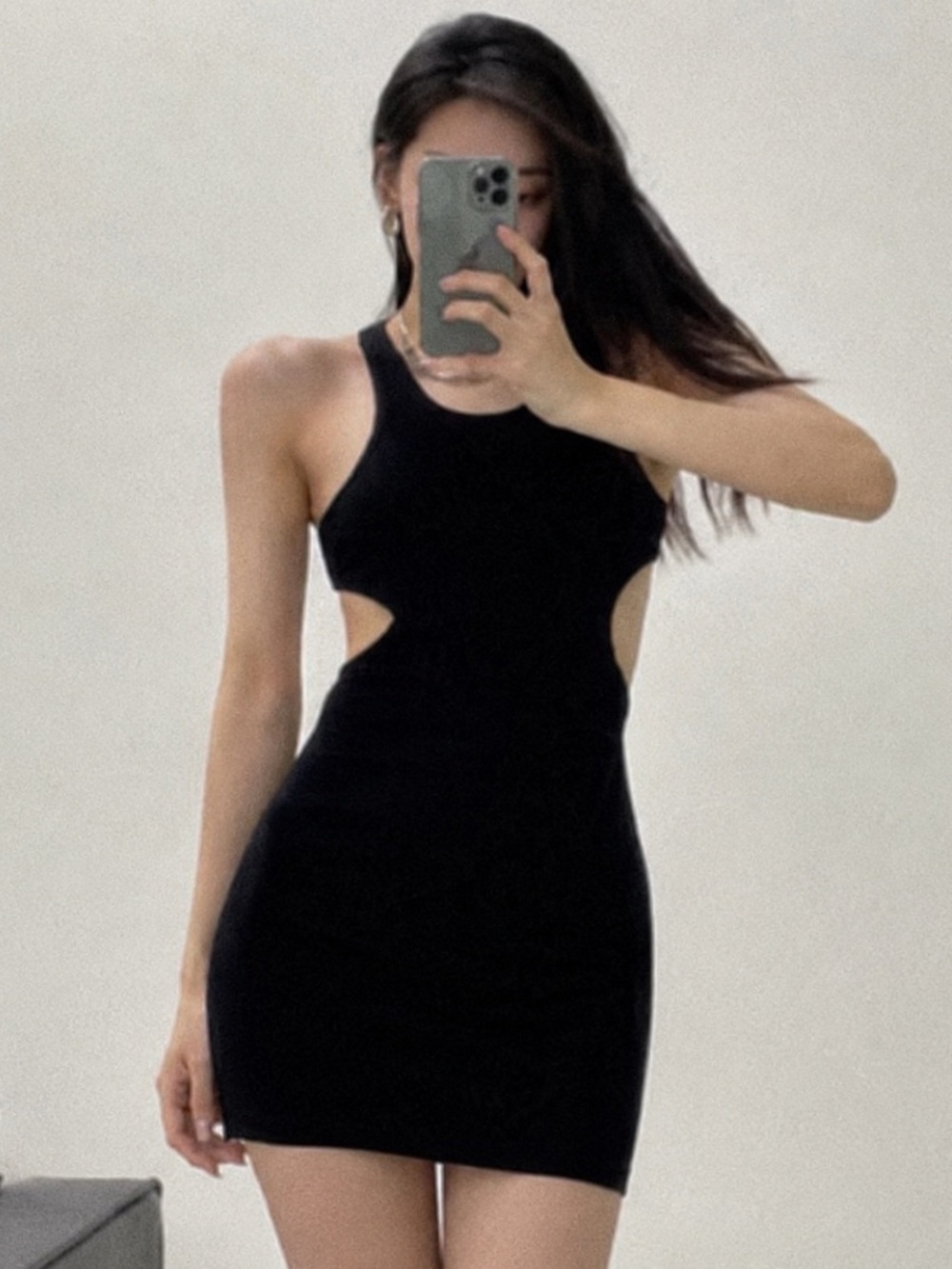 JANG Black Cutout Open Back Bodycon Mini Dress | Size S | Backless